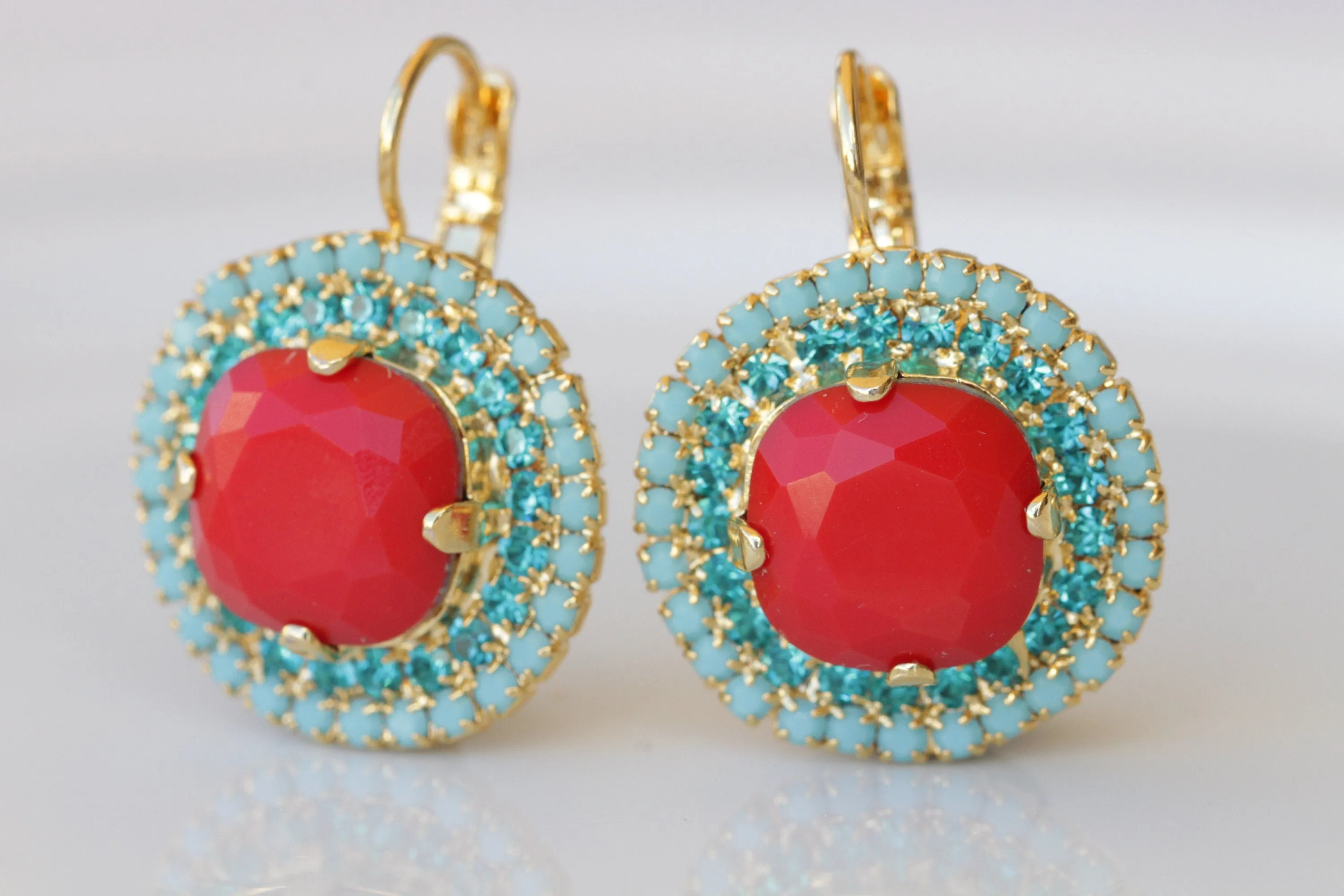 CORAL And Turquoise earrings