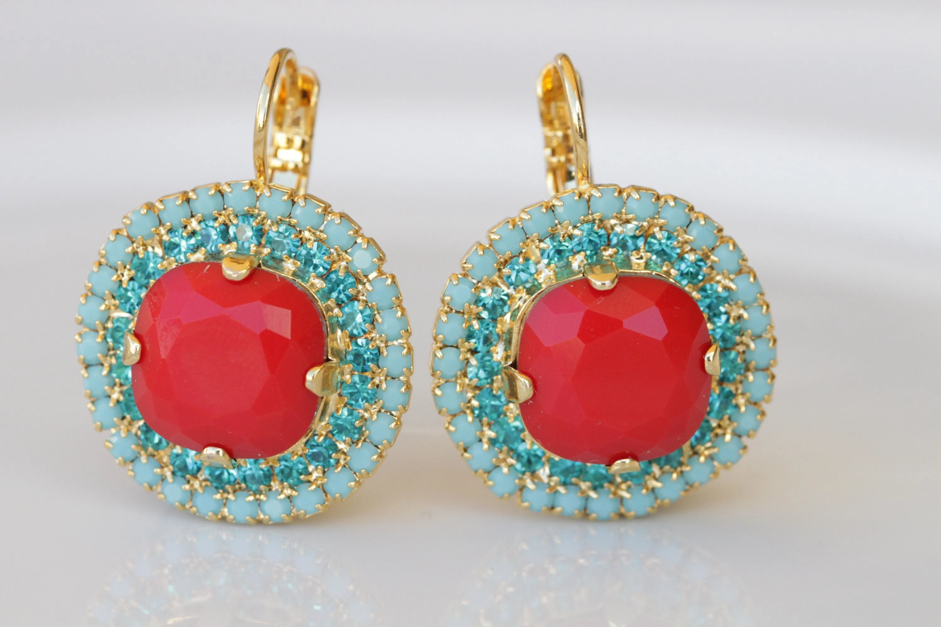 CORAL And Turquoise earrings