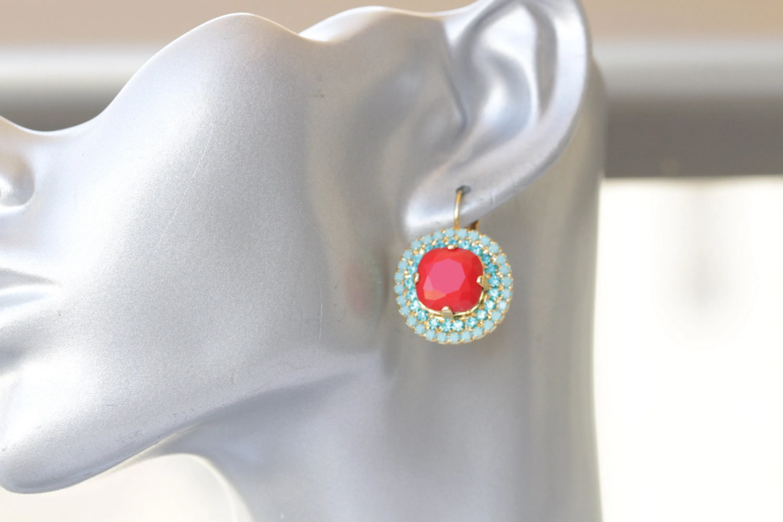 CORAL And Turquoise earrings