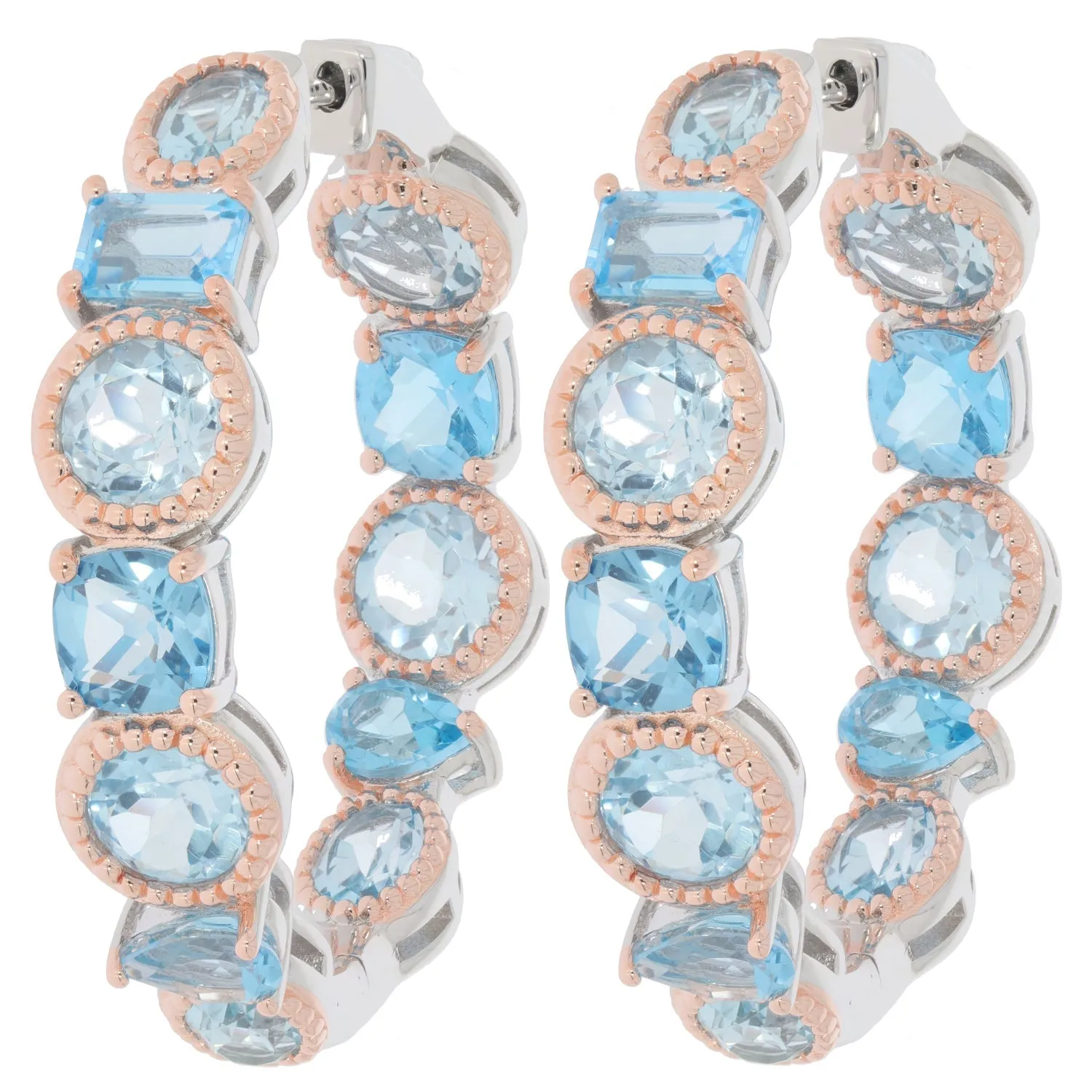 Cushion Blue Aquamarine Sterling Silver Earrings with Accent