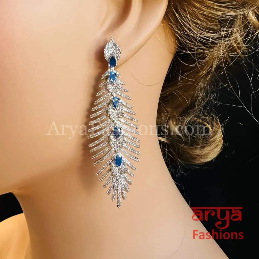 Dazzling Gemstone CZ Leaf Earrings