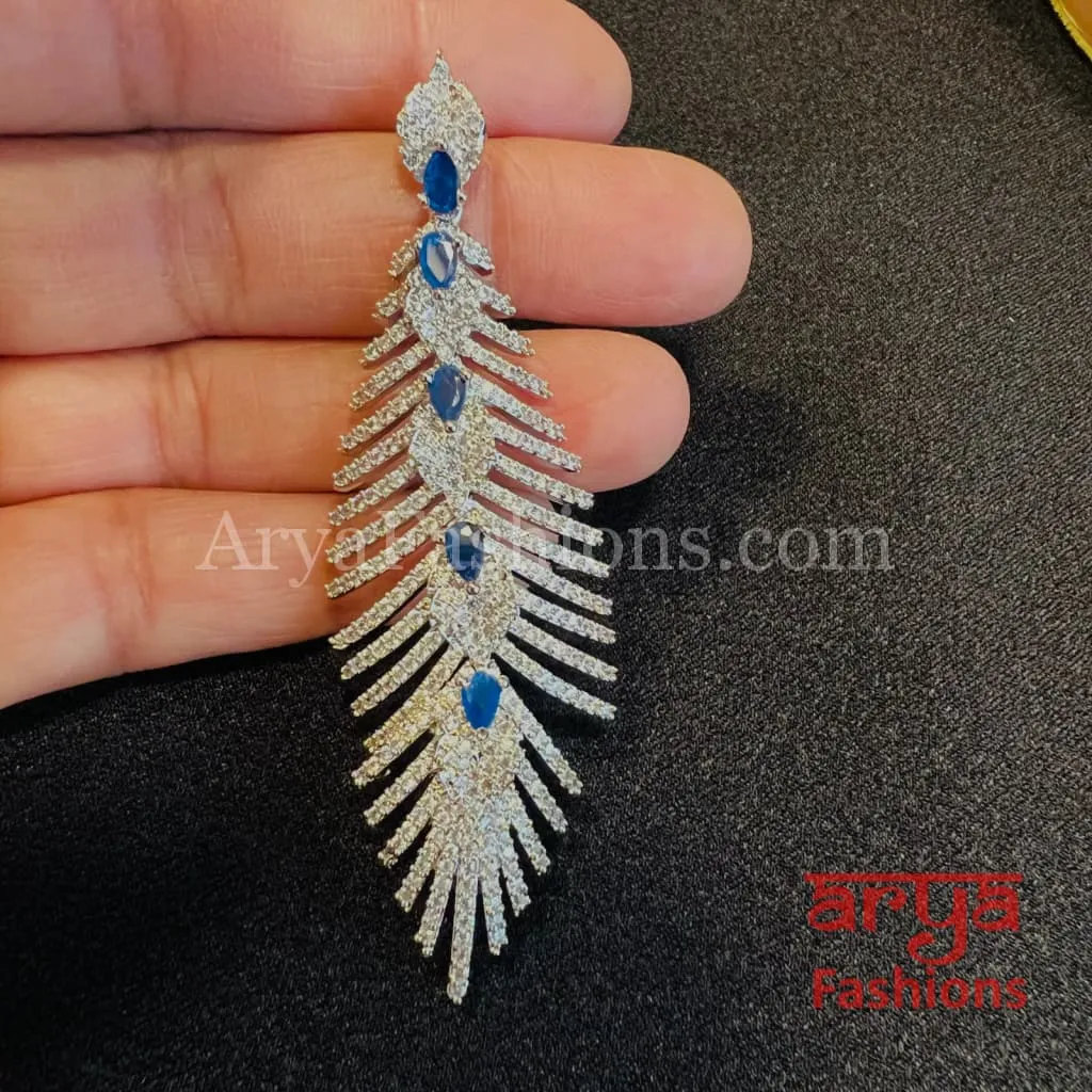 Dazzling Gemstone CZ Leaf Earrings