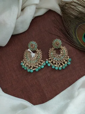 Dazzling Mehandi Style Floral Earrings with Vibrant Color Beads