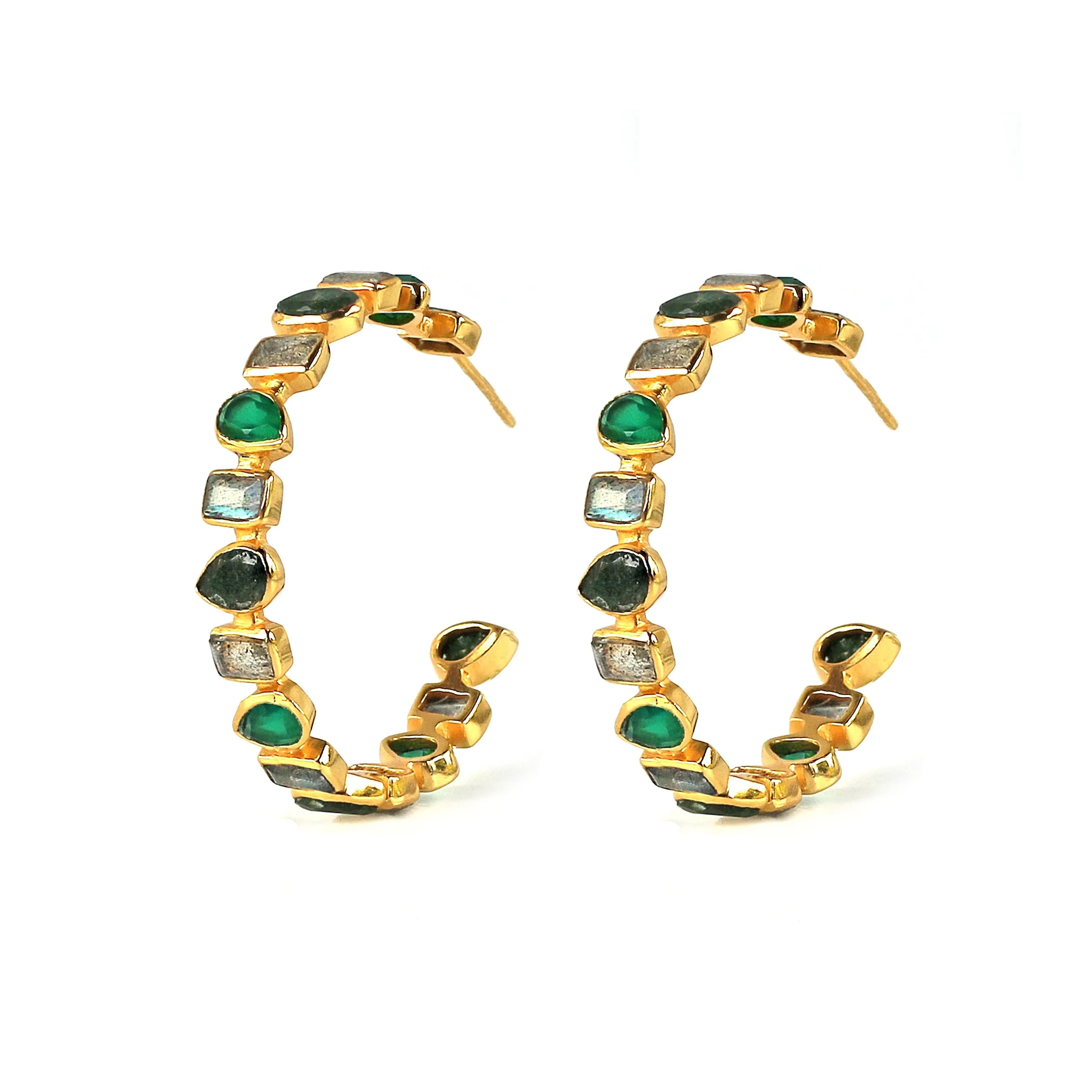 Earrings -  Mixed Hoops in Greens