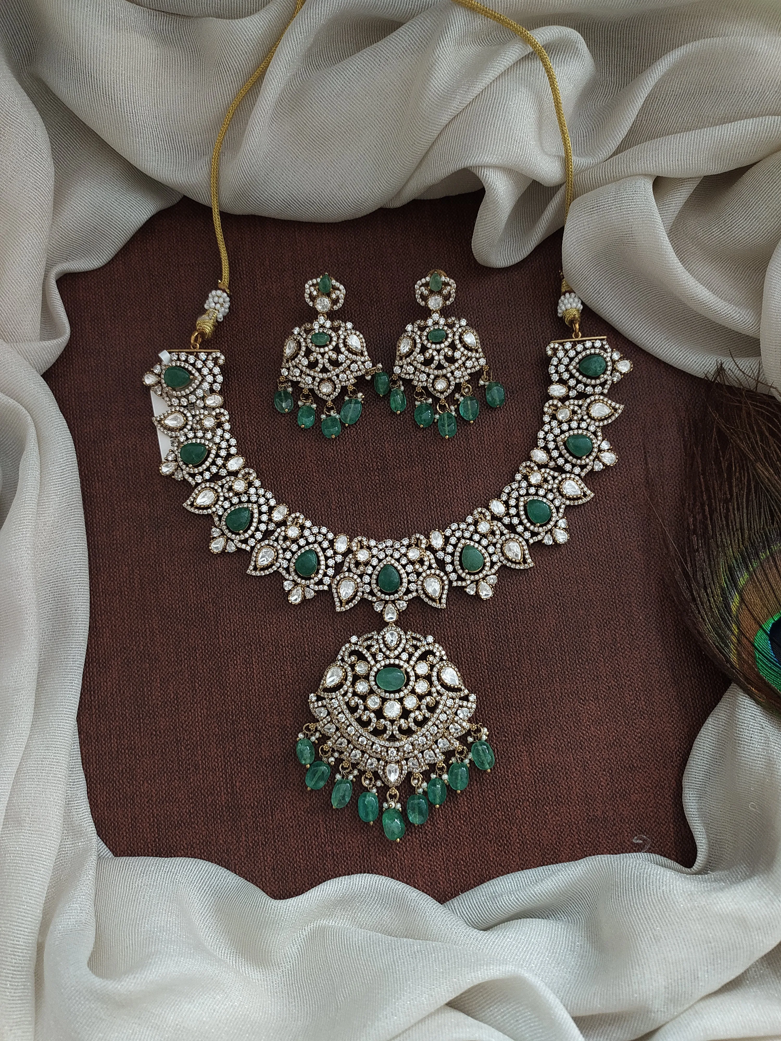 Elegant Victorian Necklace Sets in Pear-Shaped Moissanite Stones