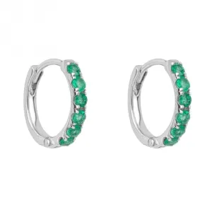 Emerald 9ct White Gold Hoop Earrings GE1018G