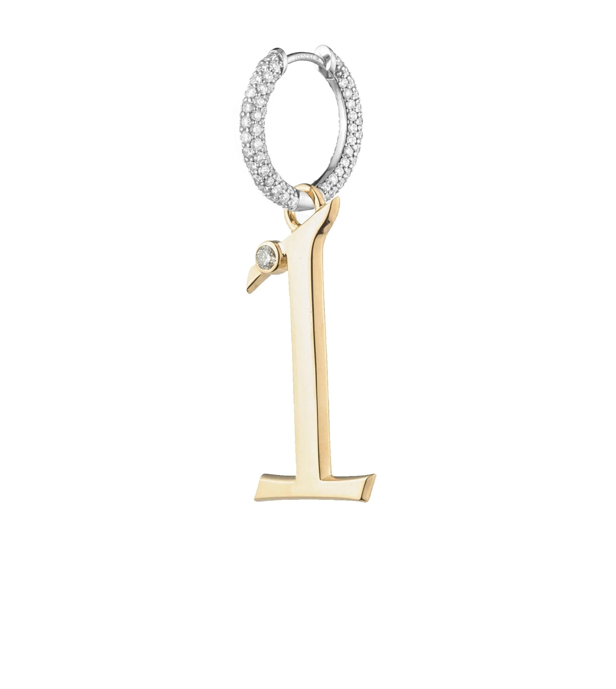 Engravable Number 1 : Oversized Small Pave Chubby Ear Hoop