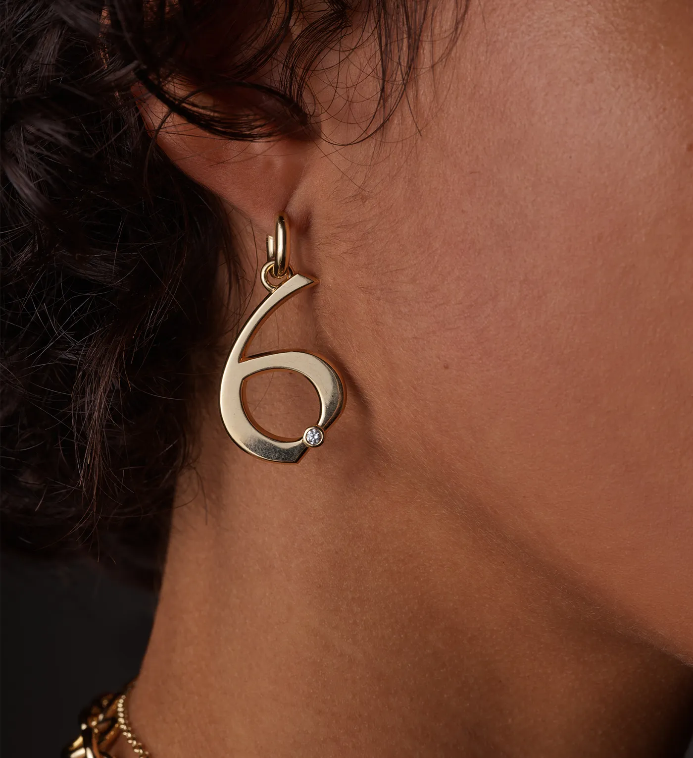 Engravable Number 9 : Oversized Small Chubby Ear Hoop