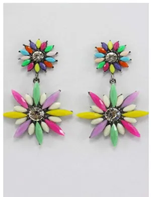 Floral Geometric Jewel Earrings