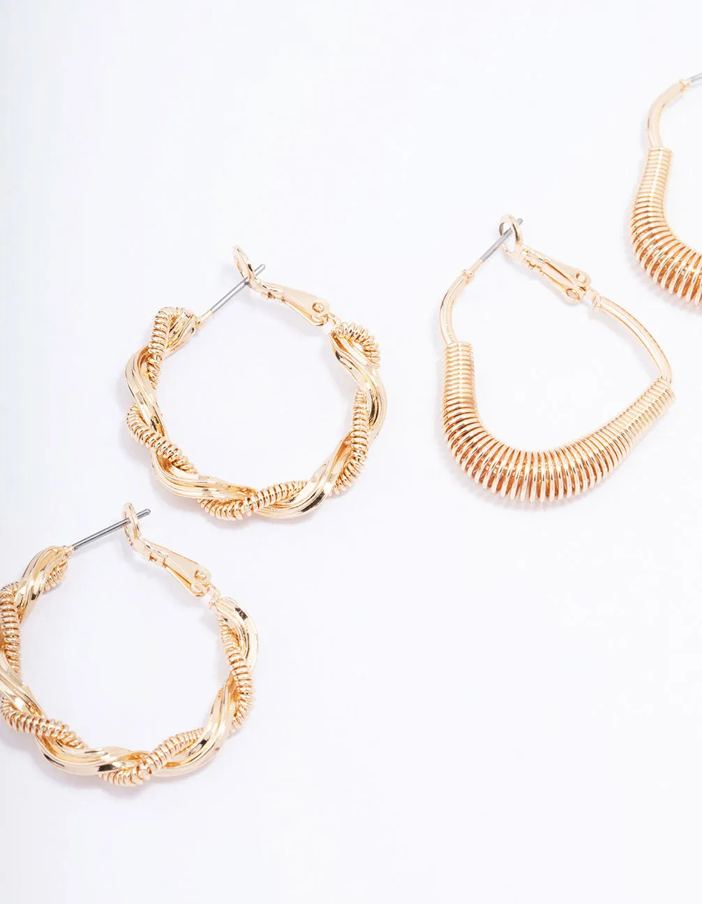 Gold Coil Heart Hoop Earring 3-Pack