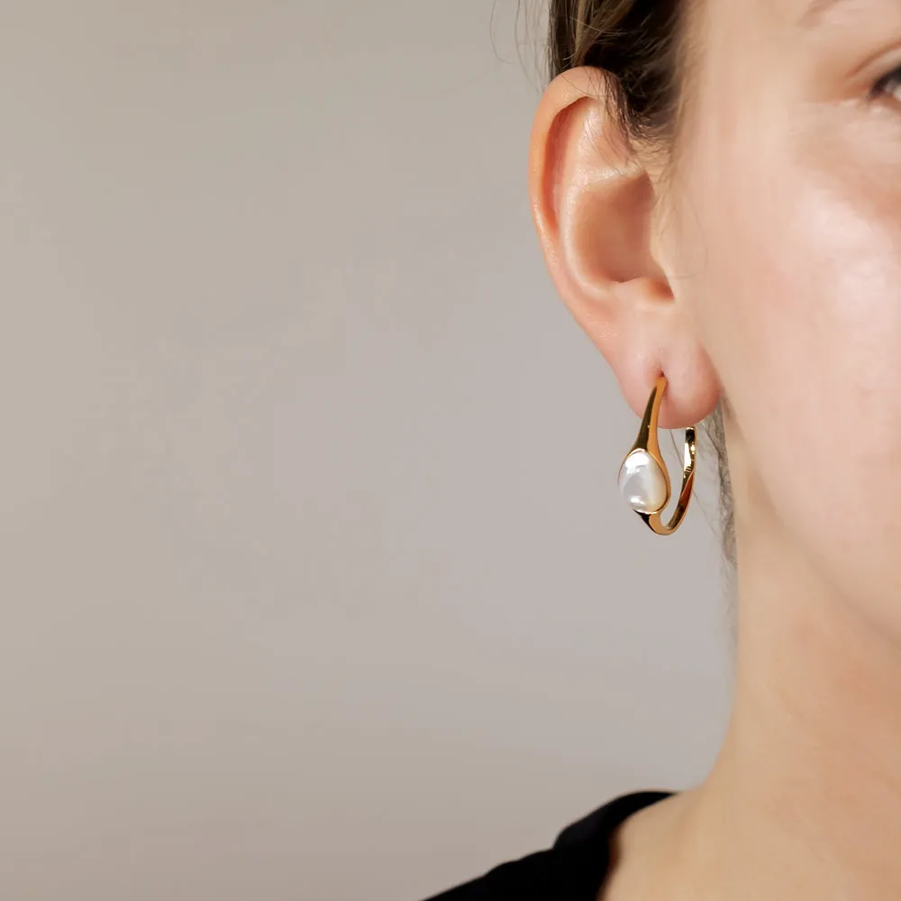 Gold Vermeil & Mother of Pearl Hoop Earrings