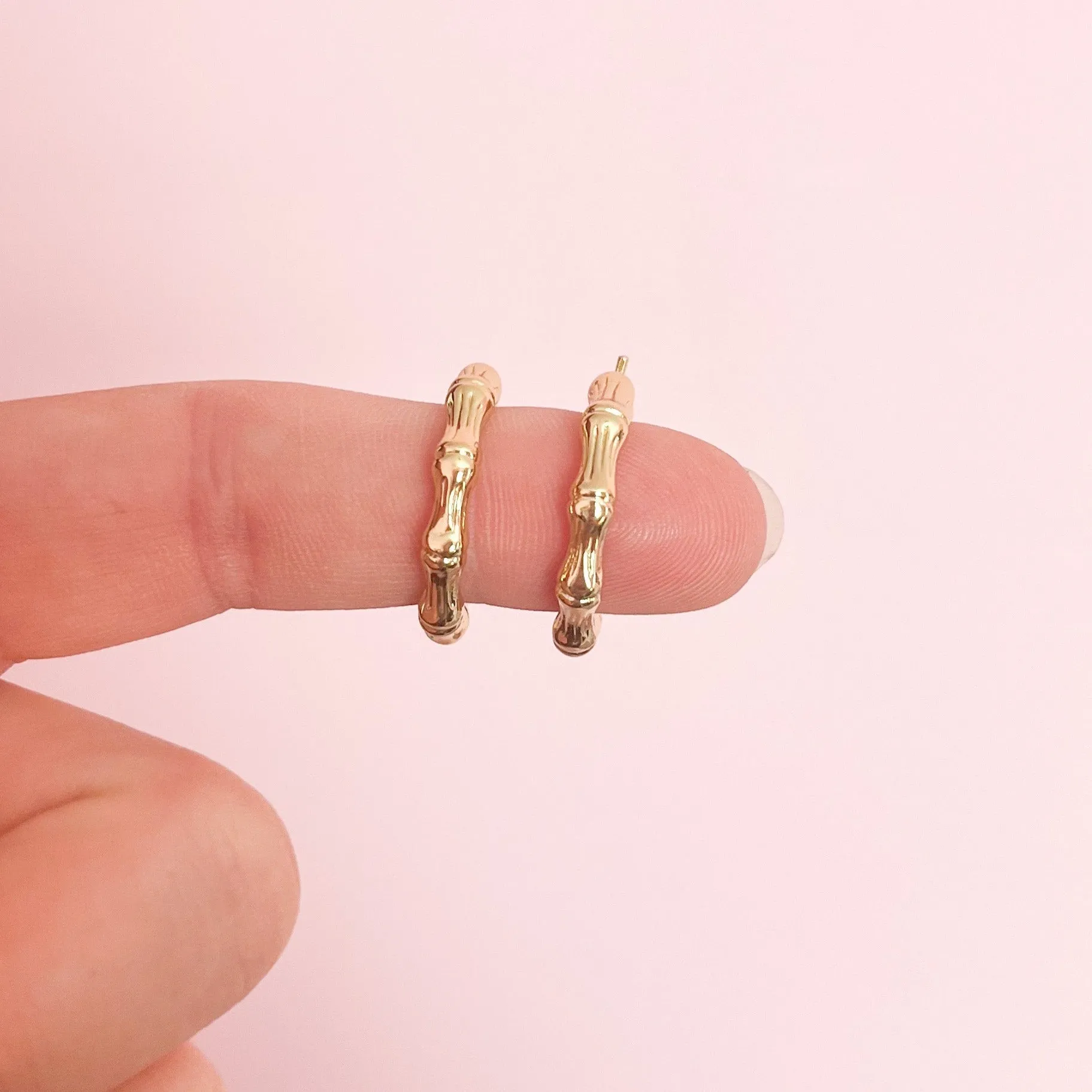 Golden Bamboo Hoop Earrings