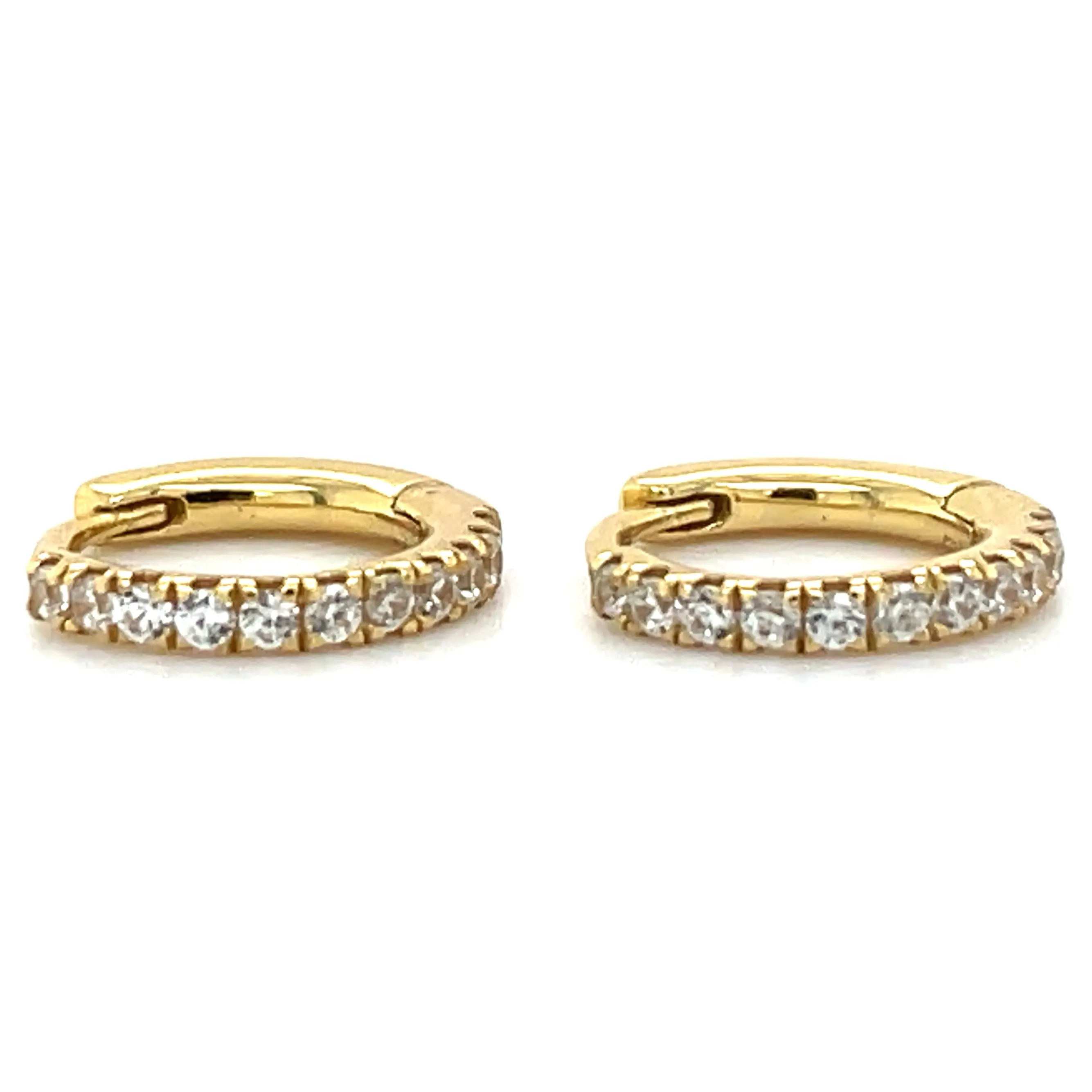 Golden Small Cz Clicker Hoop Earrings