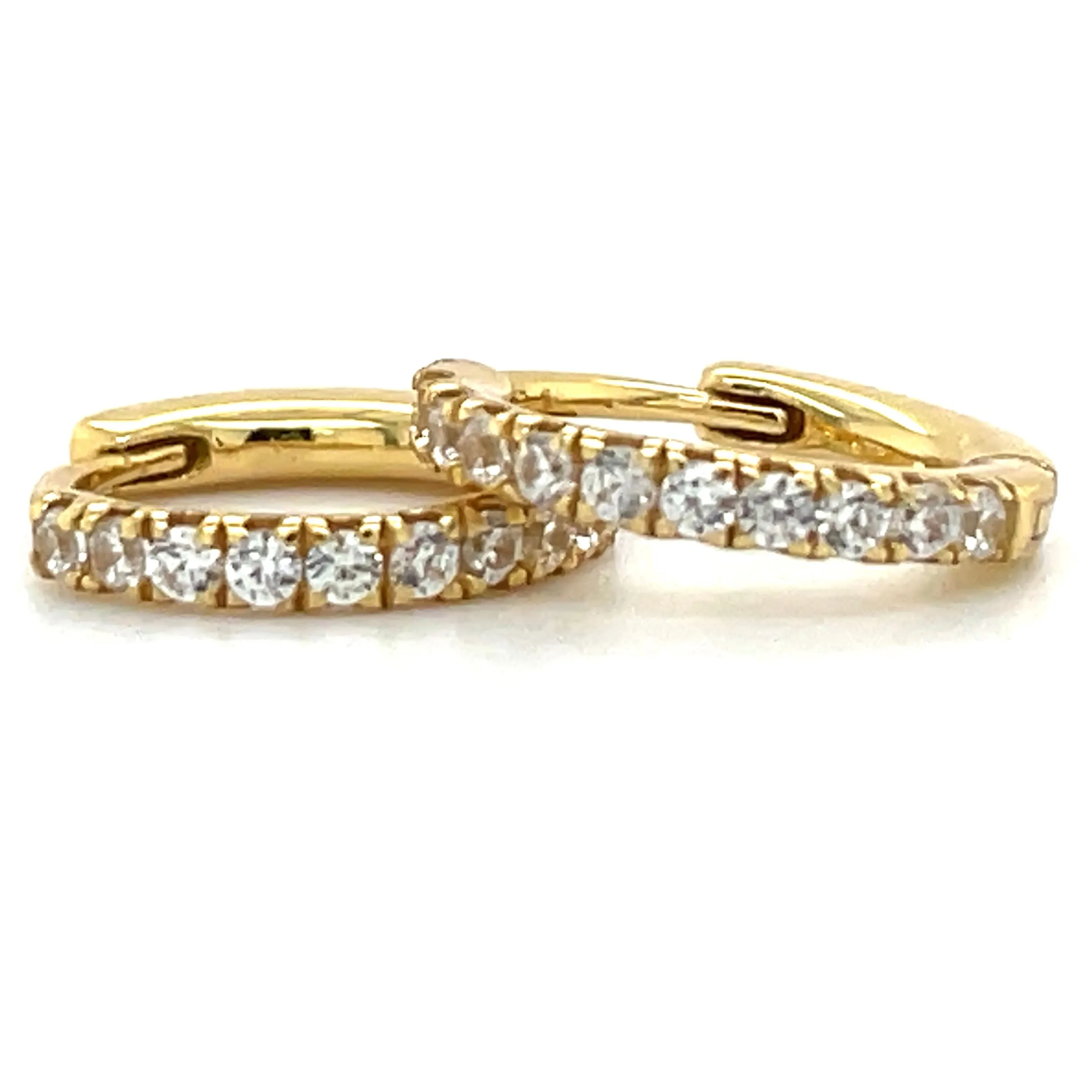 Golden Small Cz Clicker Hoop Earrings