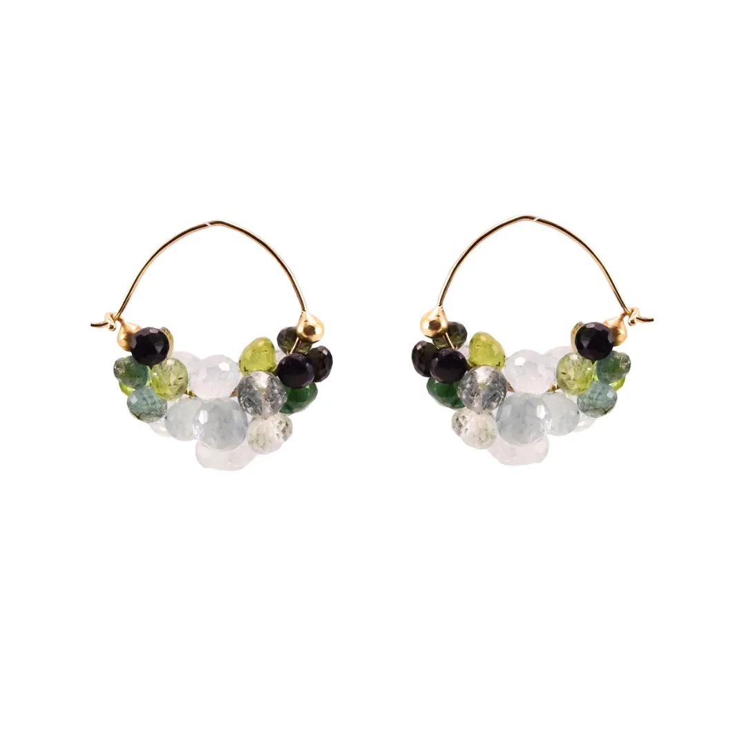 Green Tourmaline Cloud Hoops