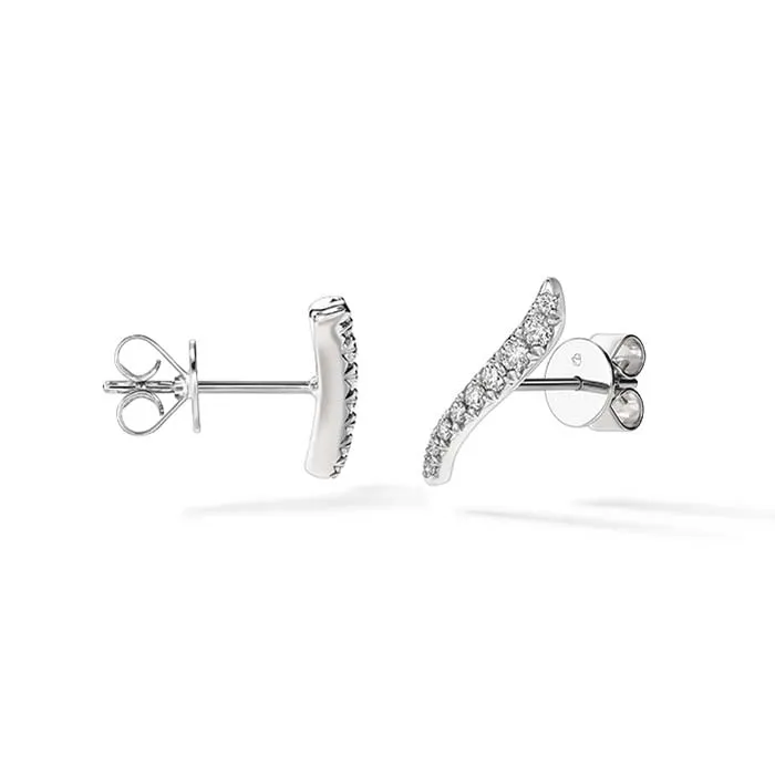 Hearts On Fire .28CTW VELA French Cut Pavé Diamond Climber Earrings in 18K White Gold