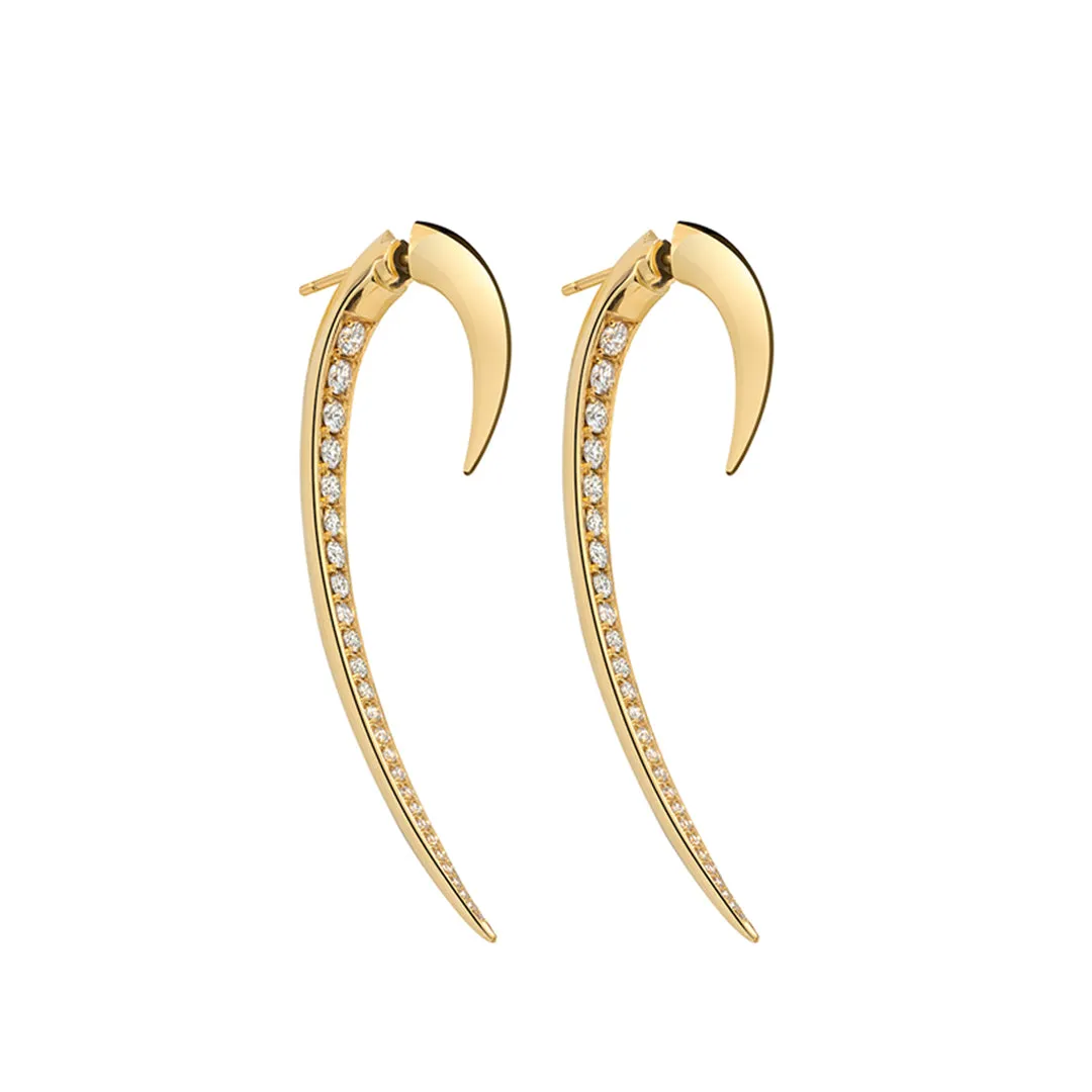 Hook Fine Large Earrings - 18ct Yellow Gold & Diamond