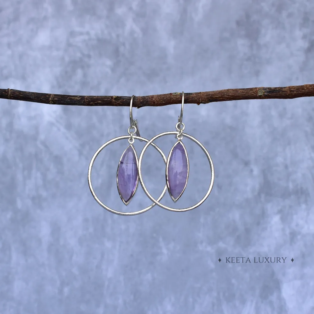 Hoop Glimmers - Amethyst Earrings