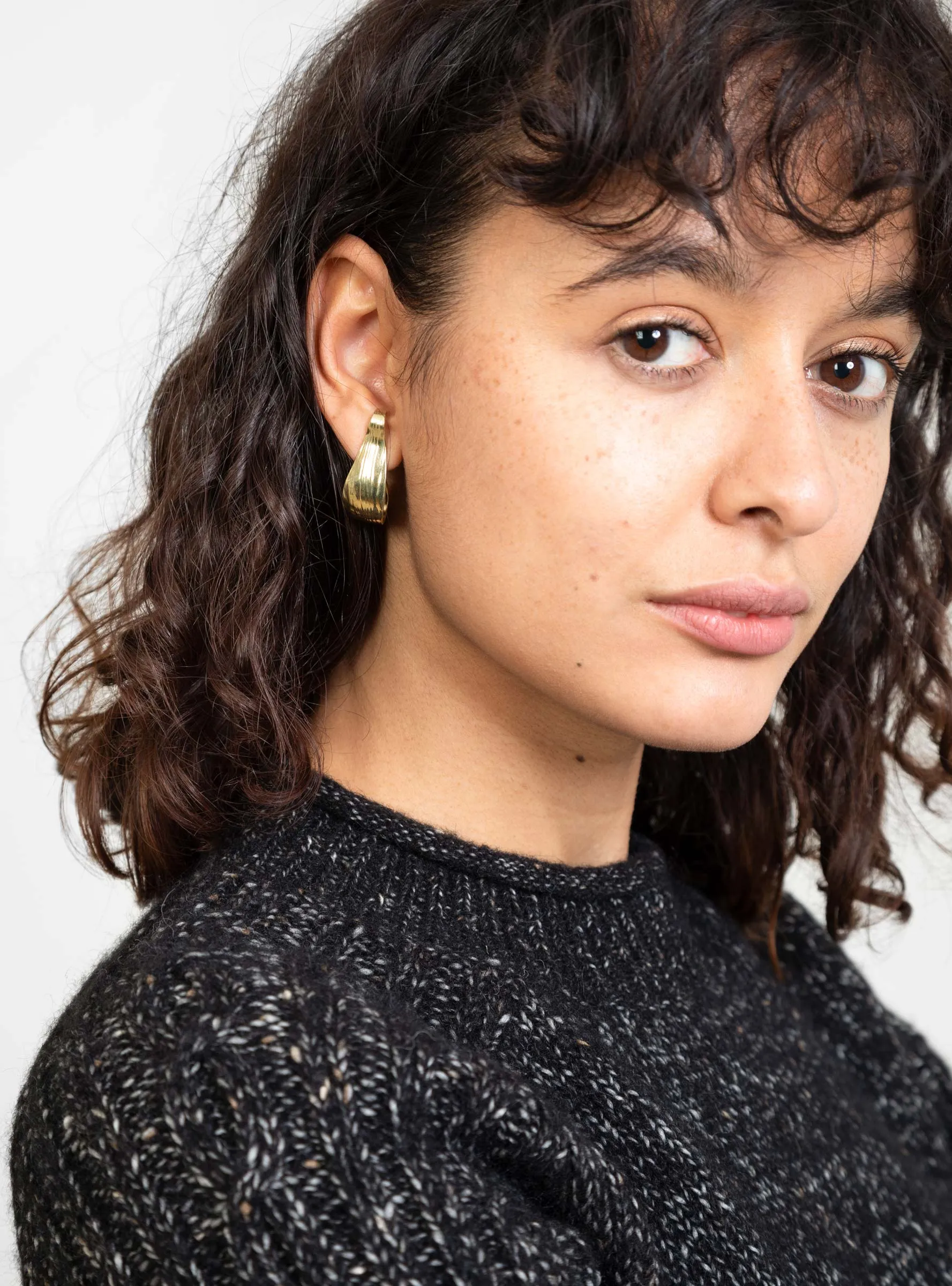 Husk Hoop Earrings Brass