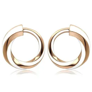 IP Rose Gold(Ion Plating) Stainless Steel Earrings with Epoxy in White for Women White Stone Color Style TK1488