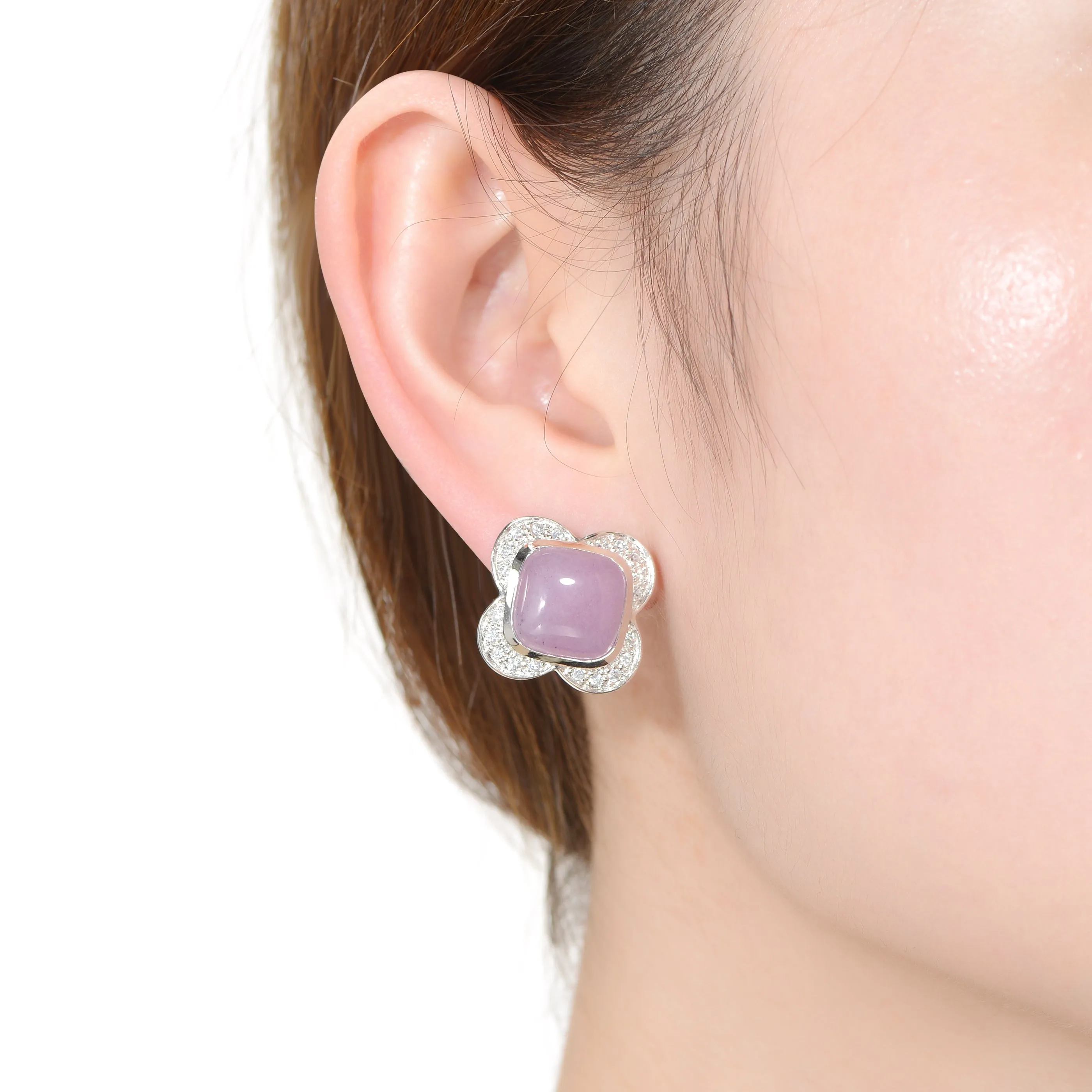 Jeanne Flower Violet Earrings