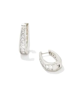 Kendra Scott Parker Hoop Earrings Rhodium White Crystal