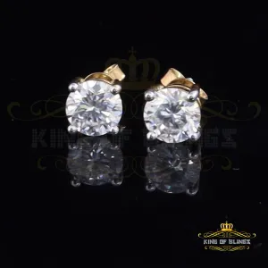 King  of Bling's Mens & Womens stud 925 silver Yellow 3.00ct VVS 'D' Color Moissanite Earrings