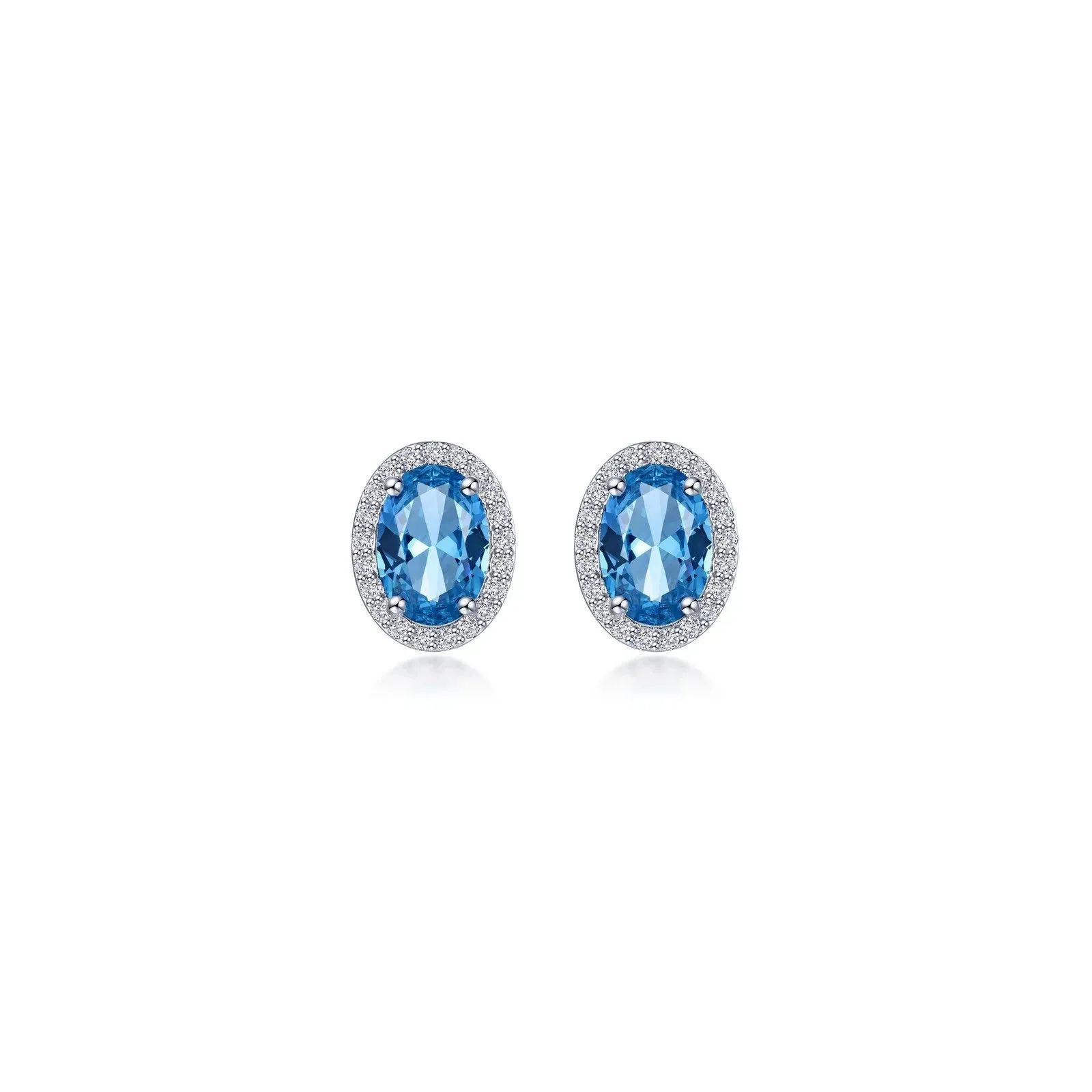 Lafonn Simulated Diamond & Blue Topaz Oval Halo Stud Earrings E0623BTP