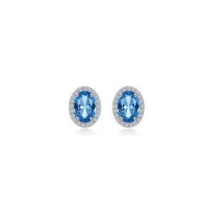 Lafonn Simulated Diamond & Blue Topaz Oval Halo Stud Earrings E0623BTP