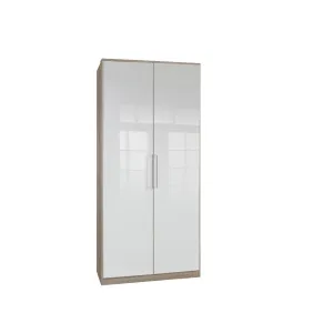 Lorin Gloss 2 Door Wardrobe Oak, White