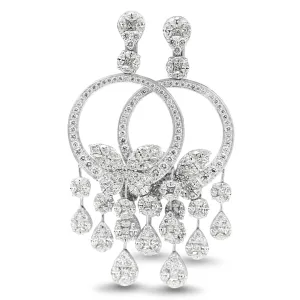 Marquise, Princess & Brilliant Cut Chandelier Design Diamond Earrings