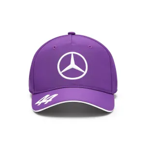 Mercedes AMG Petronas F1 2024 Kids Lewis Hamilton Driver Hat - Youth Black/Purple/White