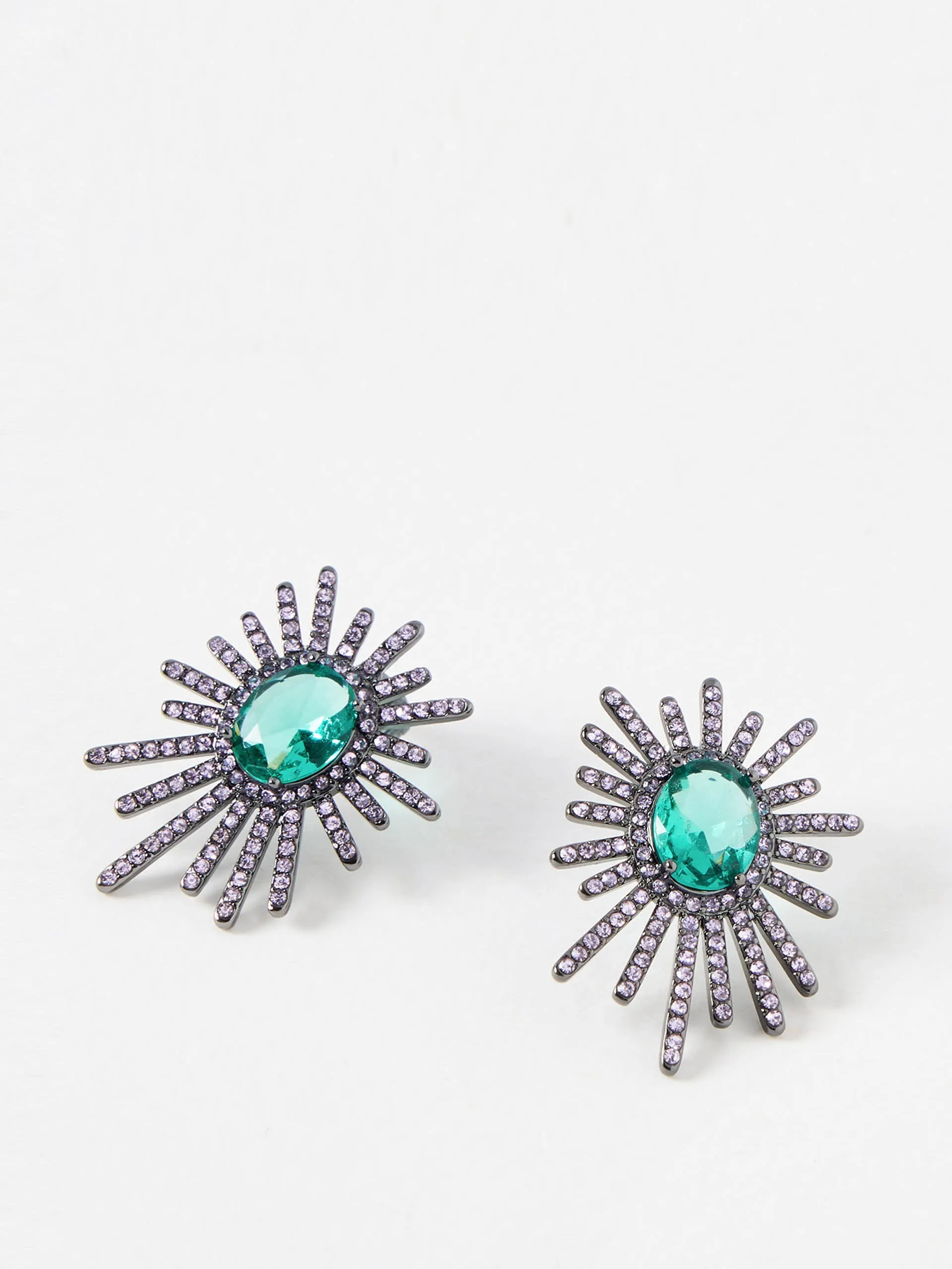 Mimteh starburst green stone stud earrings