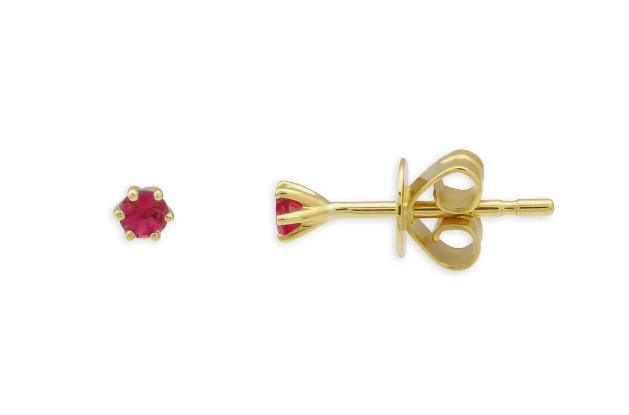 Mini Earrings 14kt Gold 6 Prongs Gemstones Studs