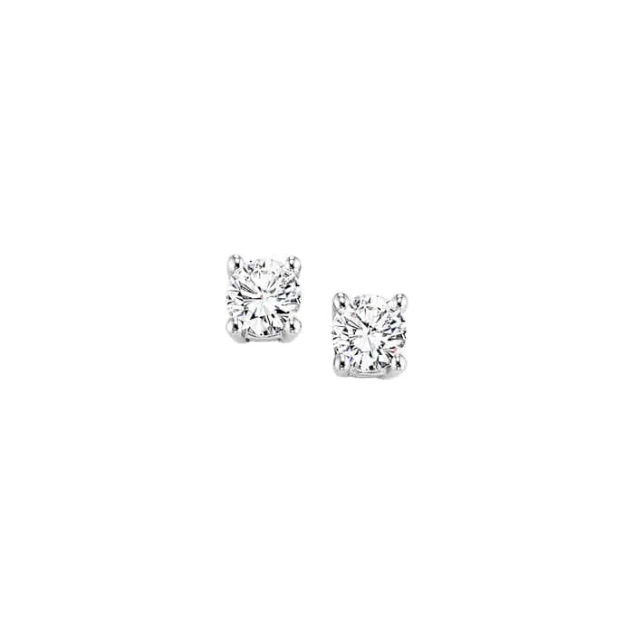 Mountz Collection 1/10CTW 4-Prong Diamond Stud Earrings in 14K White Gold