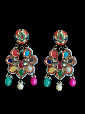 Navratan Kundan  Chandbali  earrings ( READY TO SHIP )