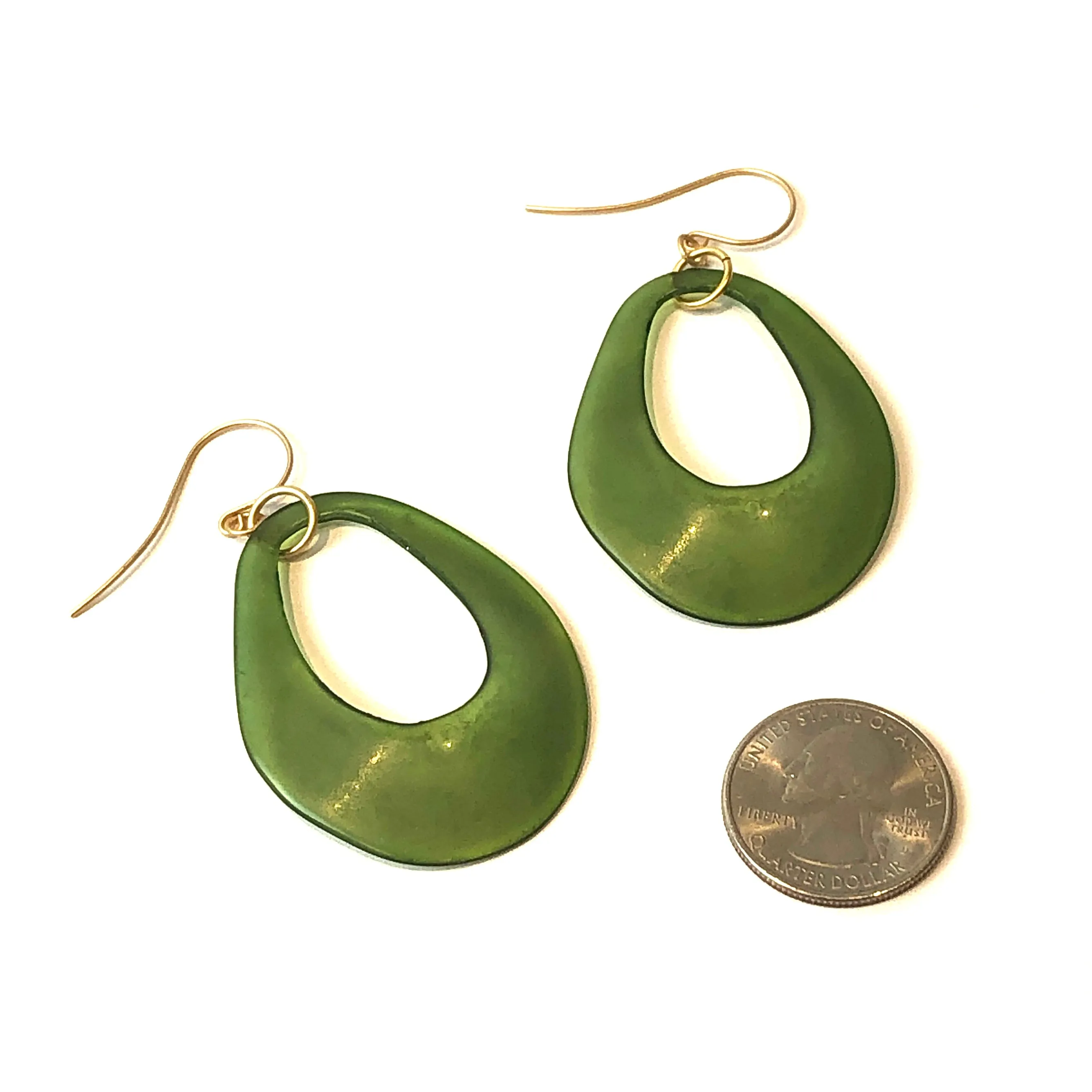 Olive Green Gemma Teardrop Drop Earrings