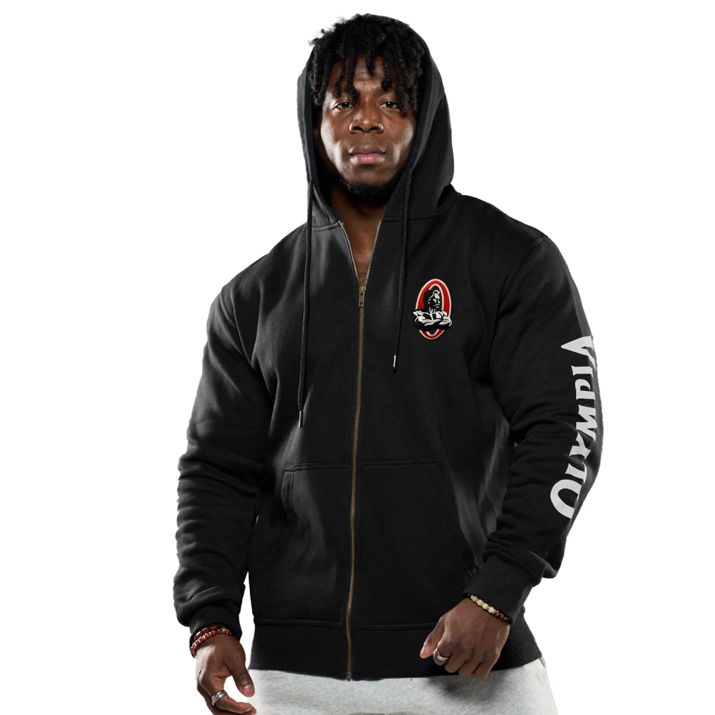 Original Olympia Black Embroidered Full Zip Hoodie