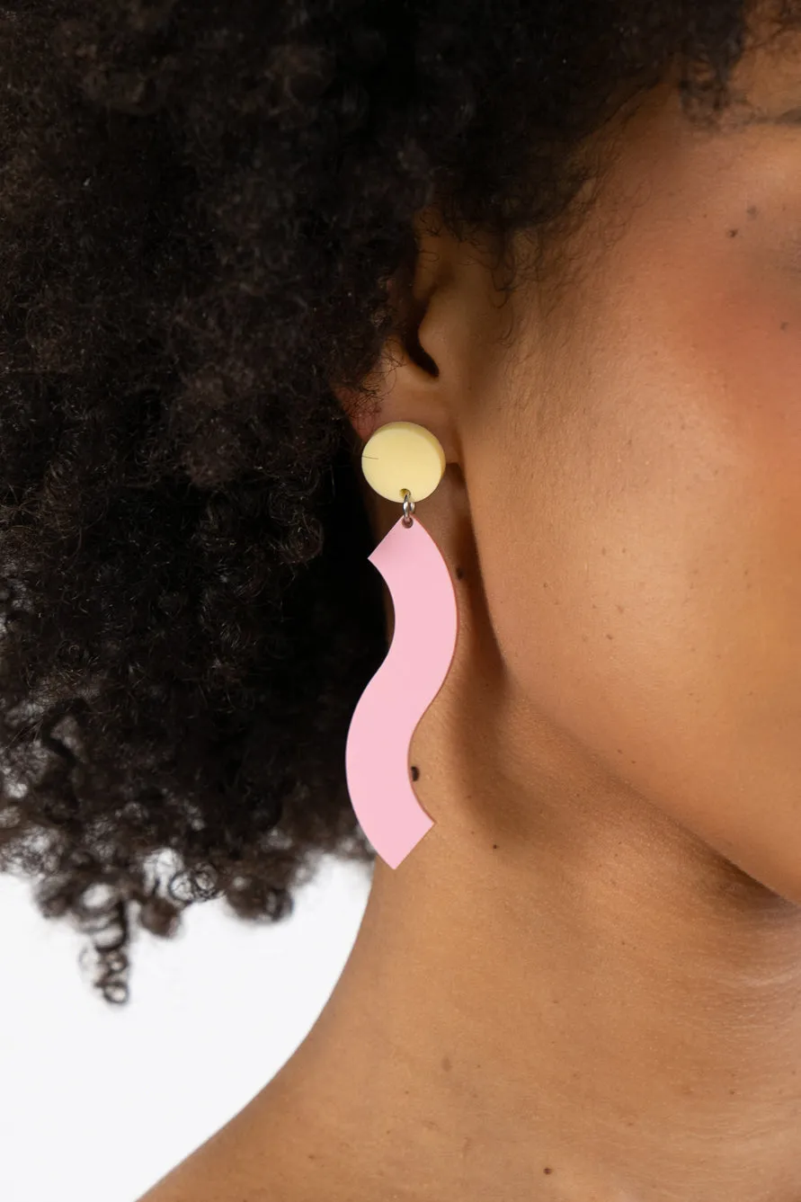 Pink & Yellow Wave Dangle Earrings