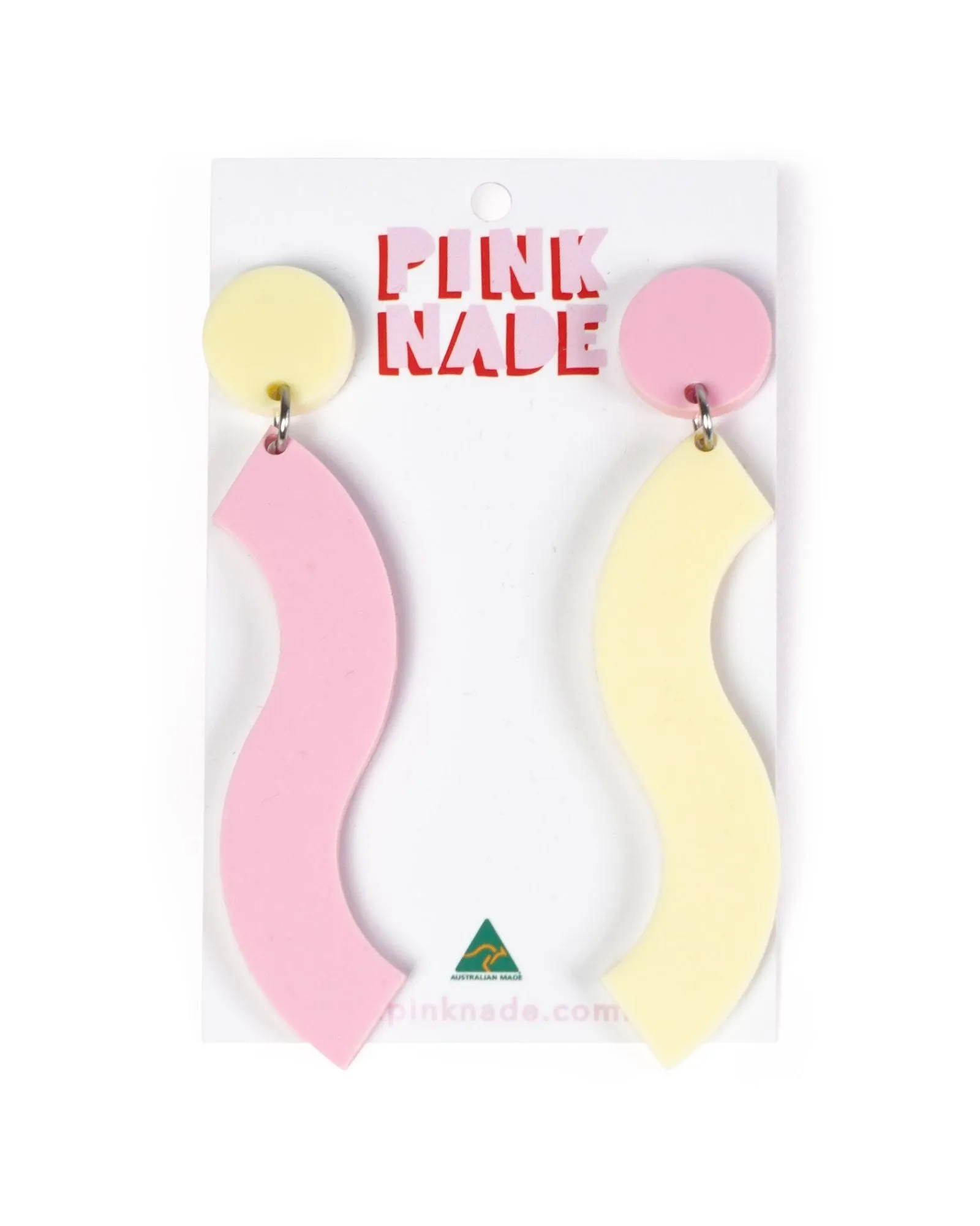 Pink & Yellow Wave Dangle Earrings