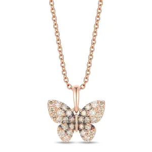 Rose Gold Chocolate Ombre Diamond Butterfly Pendant