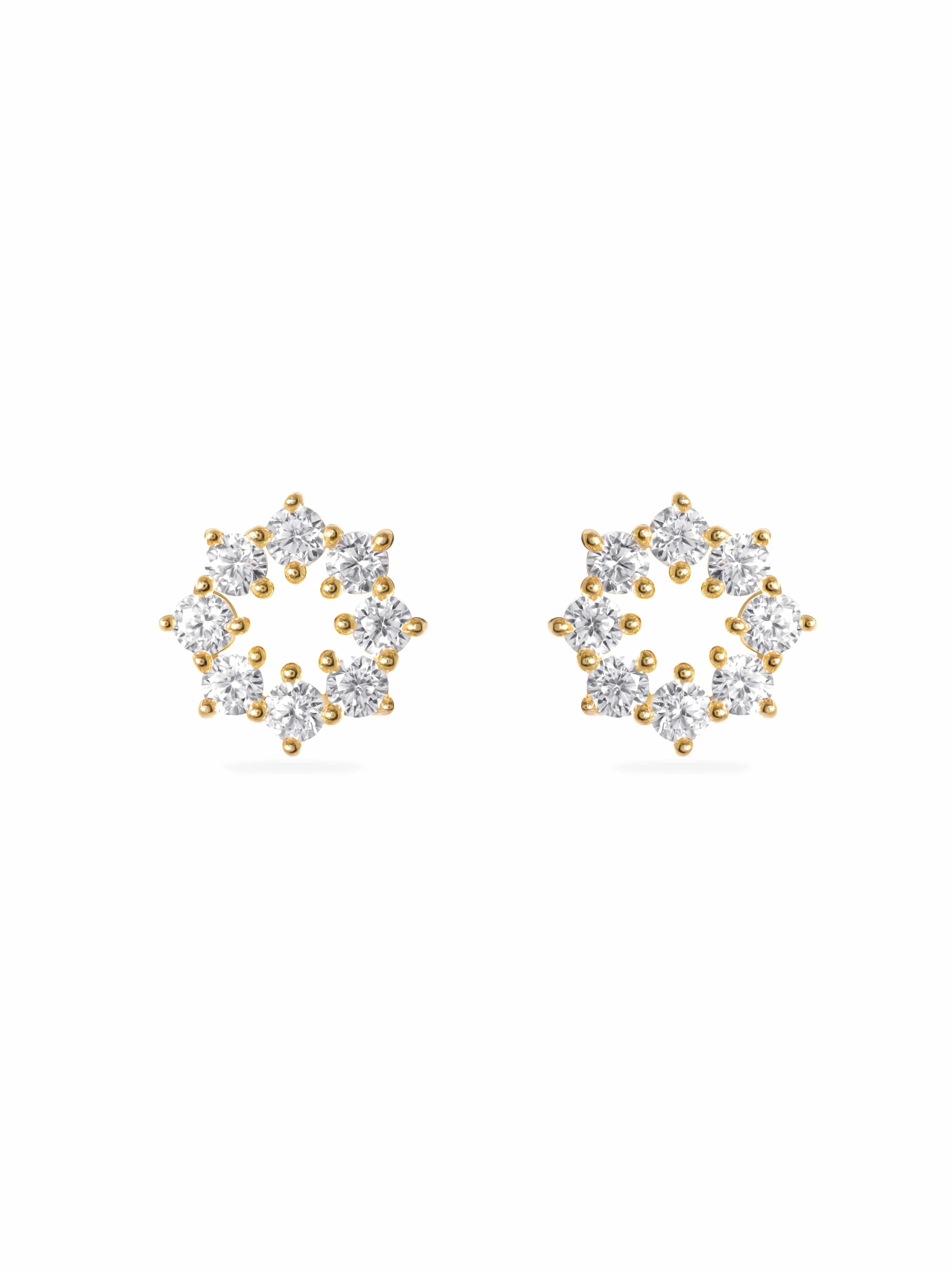 Rubans 925 Silver 18K Gold Plated 925 Silver Fine Zirconia Studded Stud Earring