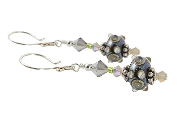 Sand Green Lampwork Glass Earrings