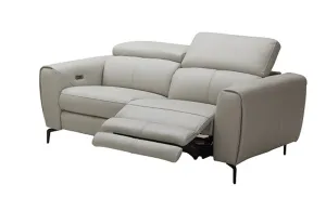 Scuzzo Light Gray Reclining Leather Loveseat