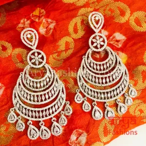 Shaheen CZ Chandbali Earrings Rose Gold/Silver finish