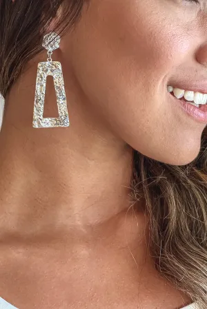 Silver Hammered Trapezoid Drop Earrings