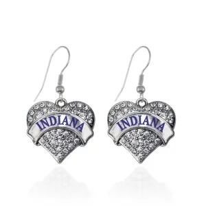 Silver Indiana Pave Heart Charm Dangle Earrings