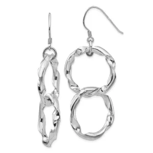 Silver Polished Twisted Circles Dangle Earrings