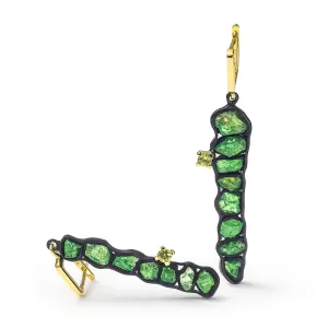 Sombre Rough Tsavorite and Peridot Earrings