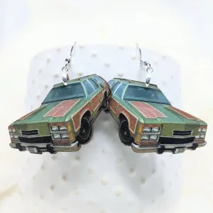 Station Wagon Earrings Laser Cut Wood